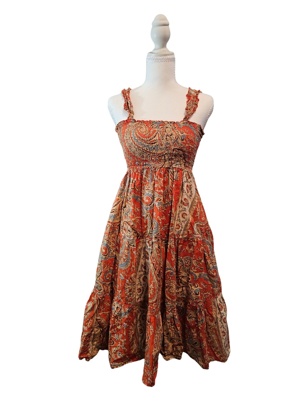 Mossimo Supply Co. Orange Paisley Boho Sundress - Size M